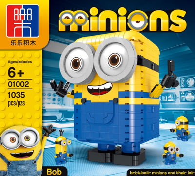 01002 1035pcs Little Yellow Series Street View Despicable Me Lab Children's Minifigure Bob Building Blocks Ship From China