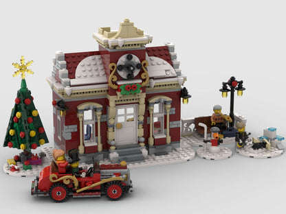 MOC-84431 Little Winter Town Hall Christmas building blocks set with compatible bricks