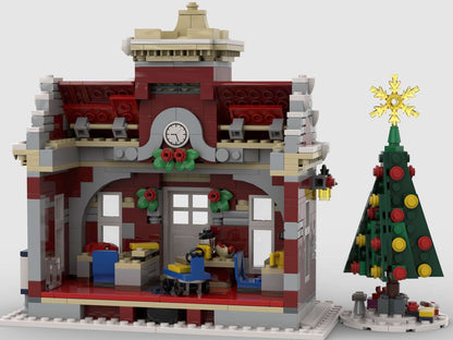 MOC-84431 Little Winter Town Hall Christmas building blocks set with compatible bricks