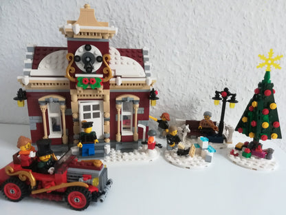 MOC-84431 Little Winter Town Hall Christmas building blocks set with compatible bricks