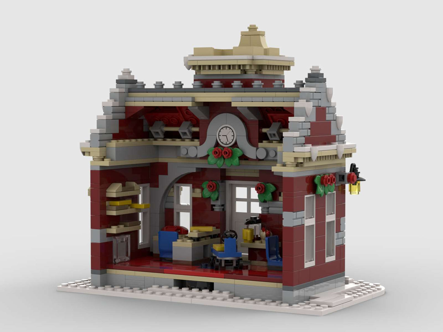 MOC-84431 Little Winter Town Hall Christmas building blocks set with compatible bricks