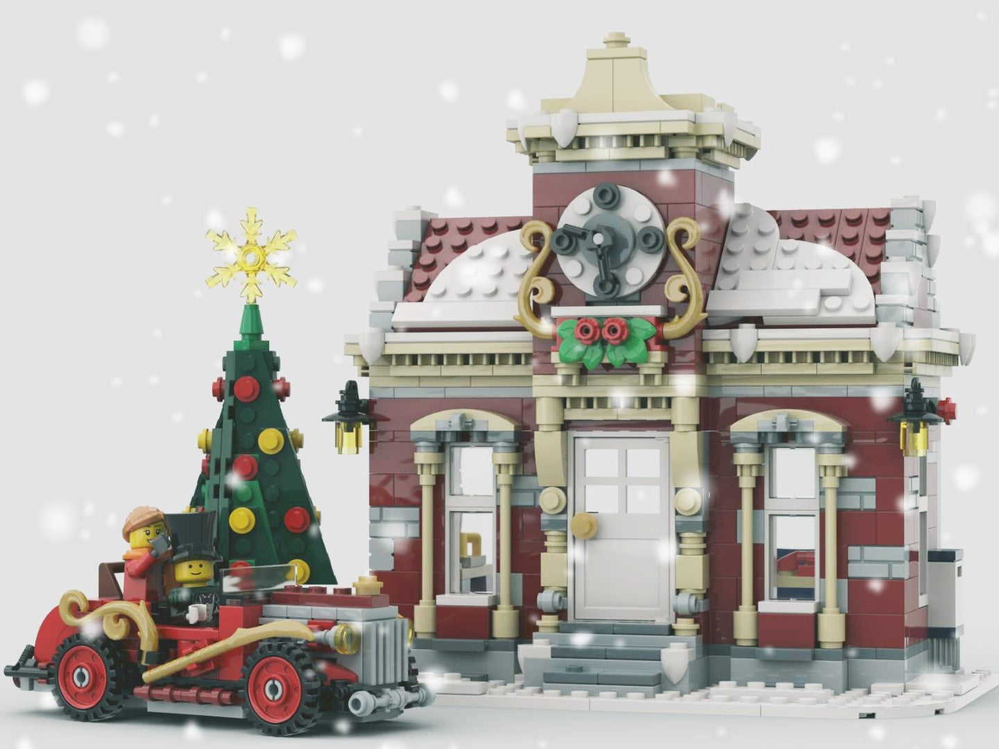 MOC-84431 Little Winter Town Hall Christmas building blocks set with compatible bricks