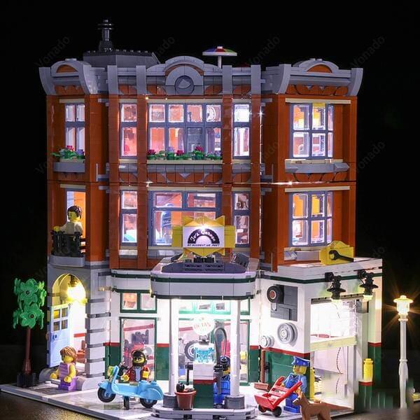 LEGO 10264 Led Light Street Corner Car Repair Station Brick kits
