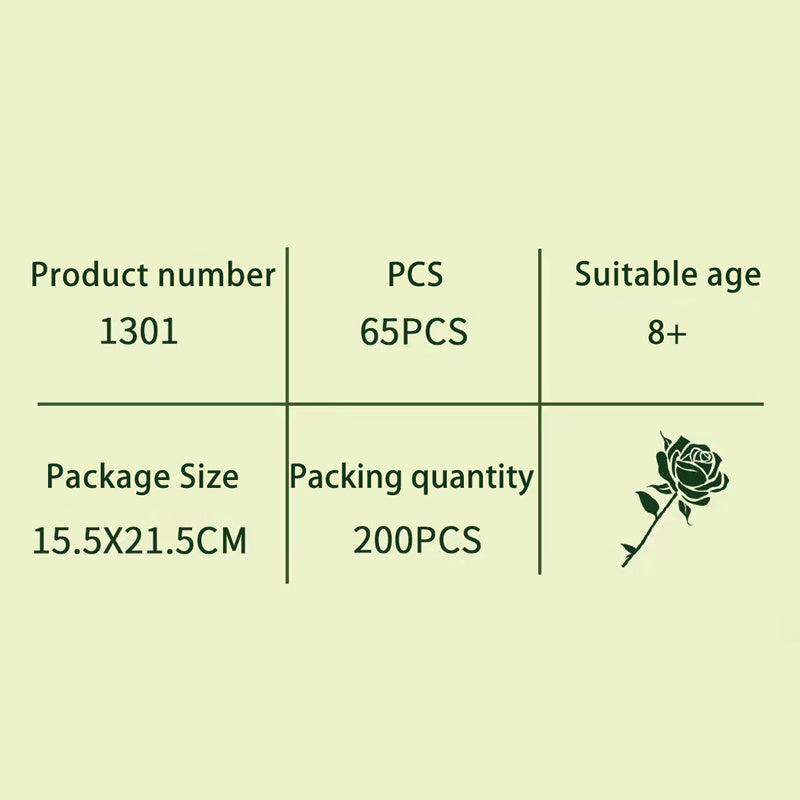 1301 Moc A Red Rose Flower Building Blocks With 65pcs Bricks Toys Gift from China