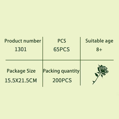 1301 Moc A Red Rose Flower Building Blocks With 65pcs Bricks Toys Gift from China