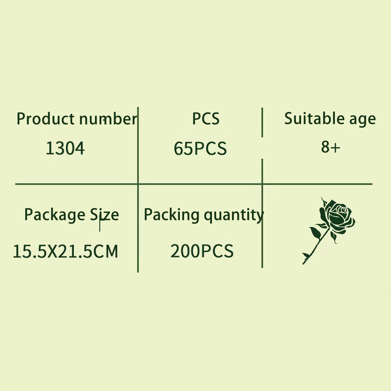 1304 Moc A Pink Rose Flower Building Blocks With 65PCS Bricks Toys Gift Ship From China.