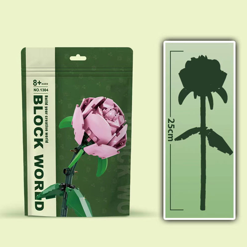 1304 Moc A Pink Rose Flower Building Blocks With 65PCS Bricks Toys Gift Ship From China.