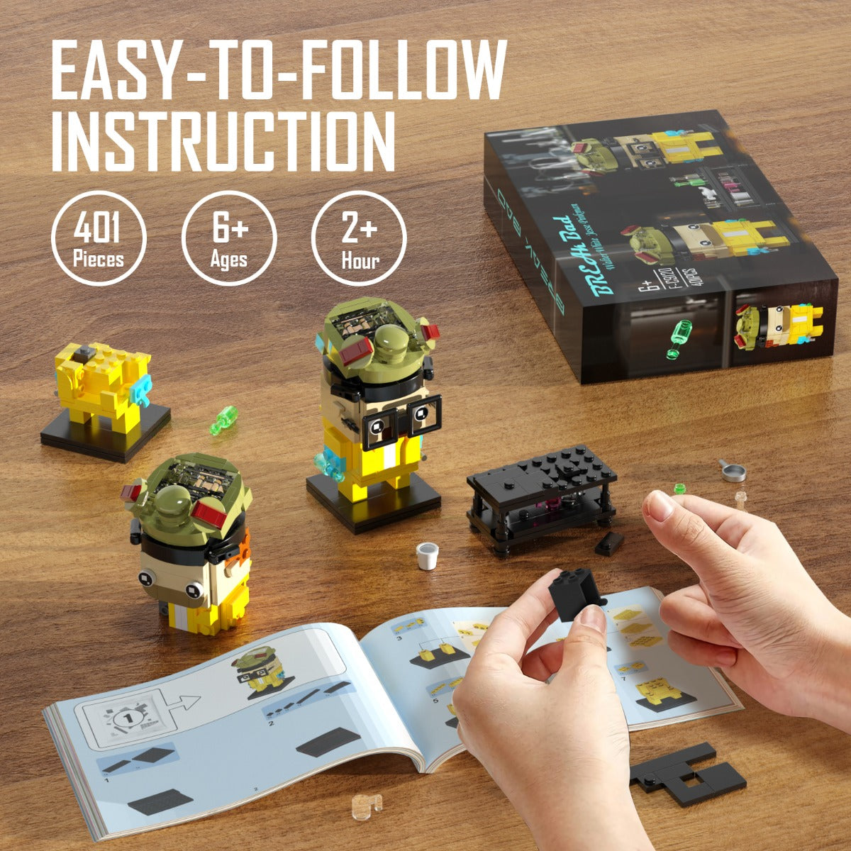 MOC Breaking Bad white and pink building blocks including gift box and physical manual