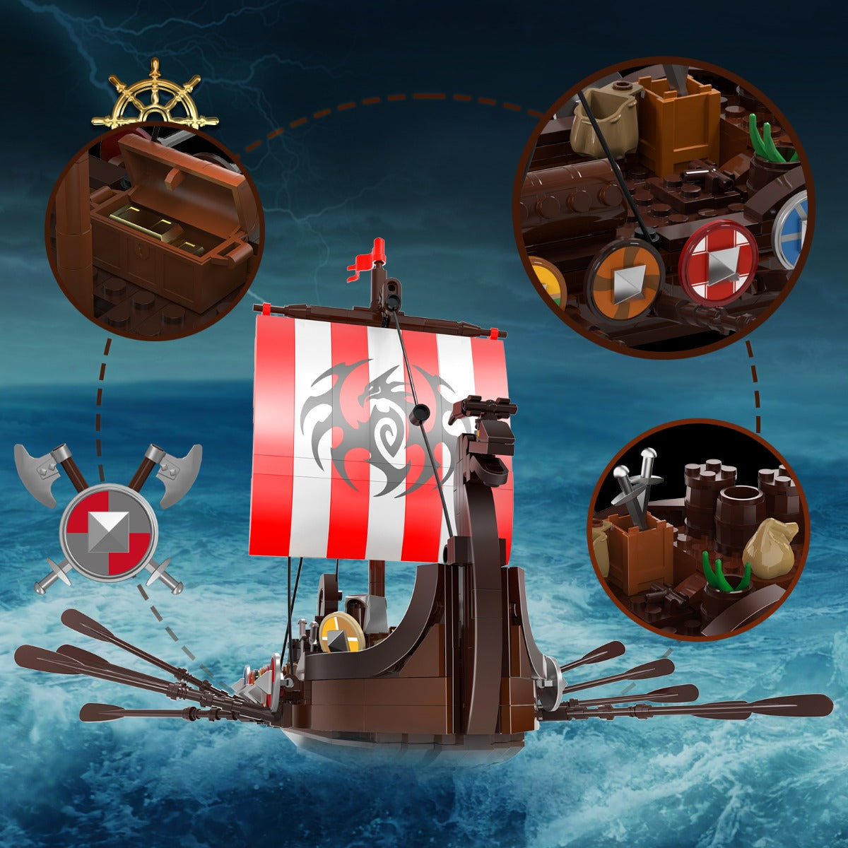 MOC-58275 Viking Longship Valheim including gift box and physical manual