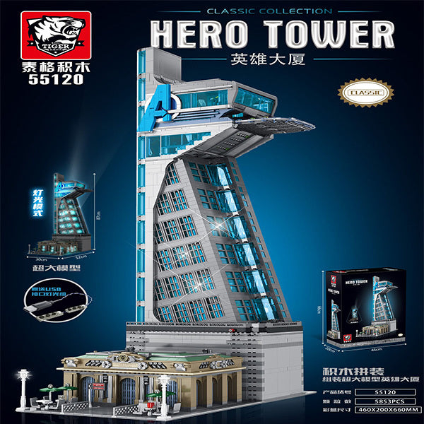 55120 5853pcs Light Version Of The Large Avengers Tower Building Blocks Toy Ship From China