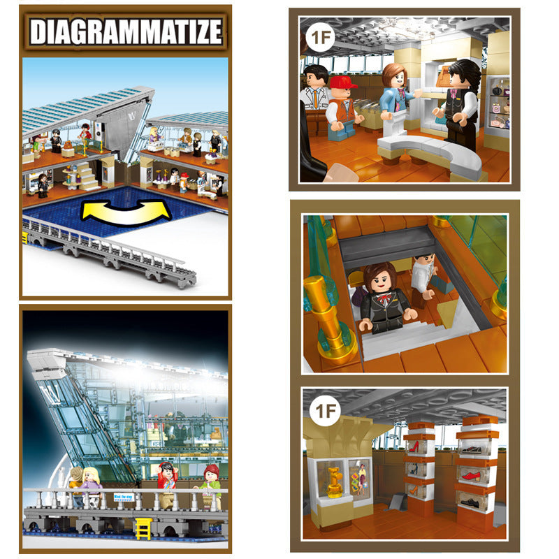 601099 2531pcs Singapore LV Flagship Store Lighting Edition Boutique Clothing Jewelry Store Building Block Toy Ship From China