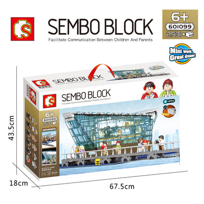 601099 2531pcs Singapore LV Flagship Store Lighting Edition Boutique Clothing Jewelry Store Building Block Toy Ship From China