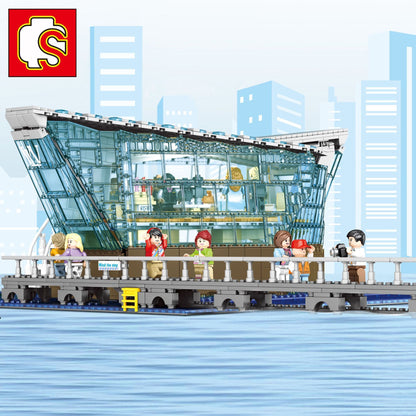 601099 2531pcs Singapore LV Flagship Store Lighting Edition Boutique Clothing Jewelry Store Building Block Toy Ship From China