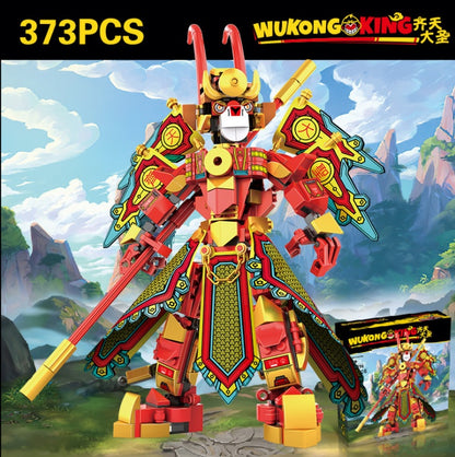 80016 373Pcs Theme Series Wukong King Golden Mecha Compatible 80012 Children's Building Block Toys Ship From China