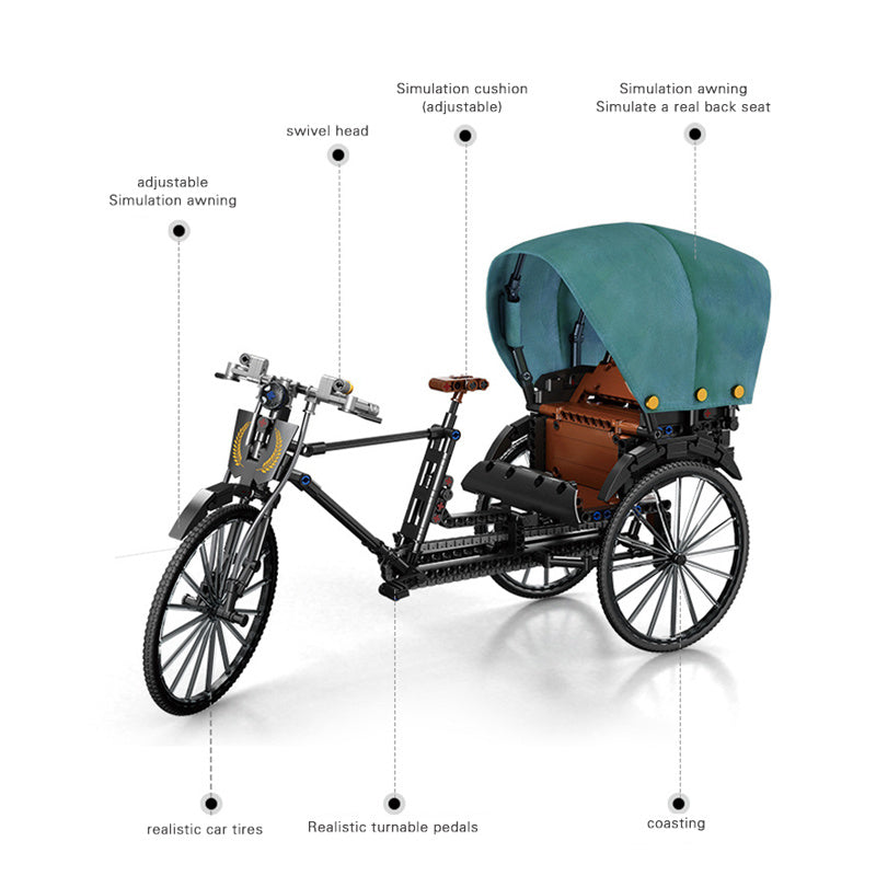AchKo 50015 MOC Technic Shanghai Three-wheeled rickshaws Model Building Blocks with 535 pcs Bricks Toys from China.