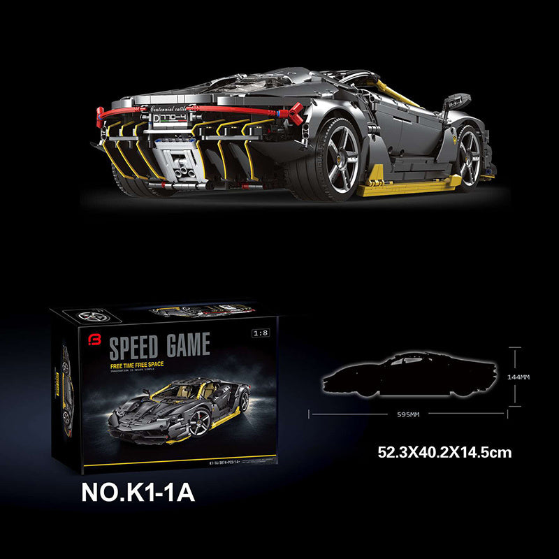 BBuildingBlock K1-1A Technic Static Version Black Lamborghini Centenario 1:8 hypercar Sports Car Building Blcoks 3874pcs Bricks From China Delivery.