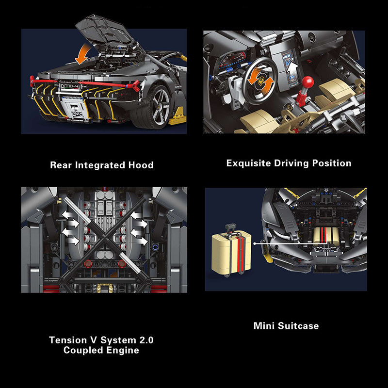 BBuildingBlock K1-1A Technic Static Version Black Lamborghini Centenario 1:8 hypercar Sports Car Building Blcoks 3874pcs Bricks From China Delivery.