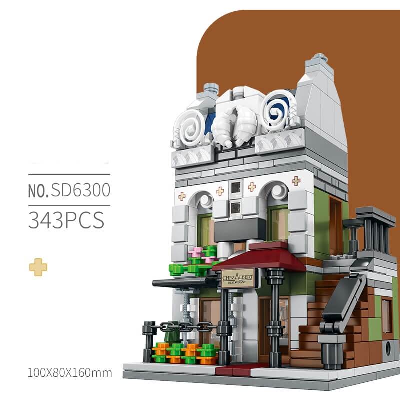 SEMBO 4 in 1 Modular Building Pet shop Paris Restaurants Fire department Palace theater SD6300/1/2/3