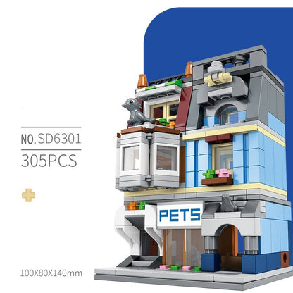 SEMBO 4 in 1 Modular Building Pet shop Paris Restaurants Fire department Palace theater SD6300/1/2/3