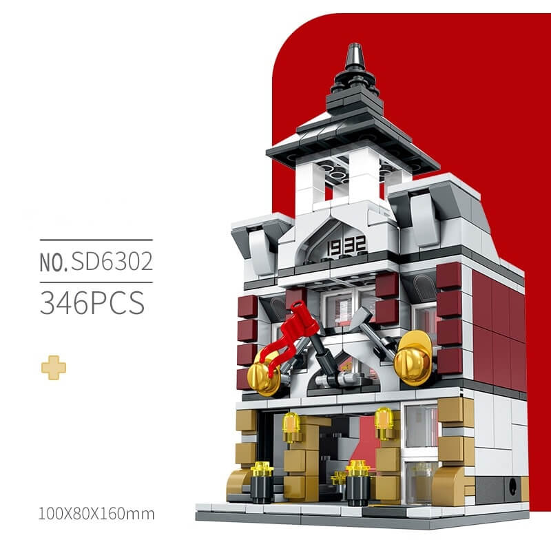 SEMBO 4 in 1 Modular Building Pet shop Paris Restaurants Fire department Palace theater SD6300/1/2/3