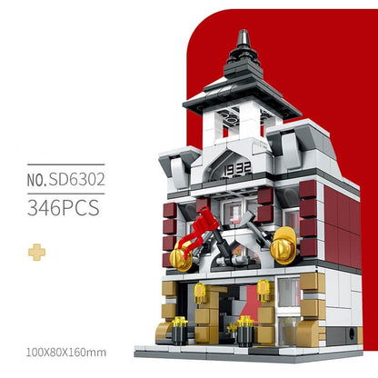 SEMBO 4 in 1 Modular Building Pet shop Paris Restaurants Fire department Palace theater SD6300/1/2/3