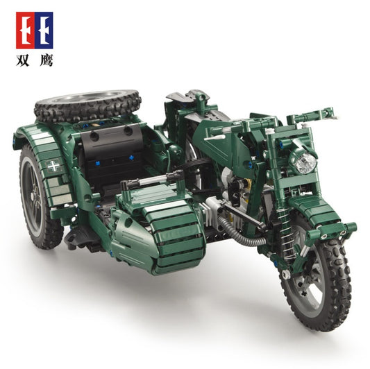 C51021 629Pcs Military Series RC Three Wheeled Motorcycle Technic Building Blocks Bricks Remote Control Car Toys Gifts Ship From China