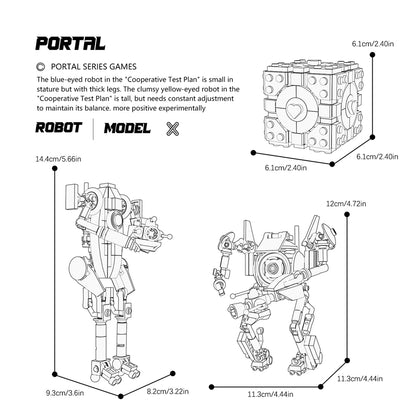 MOC Game Portal P-body and Atlas Magic Cube Robot