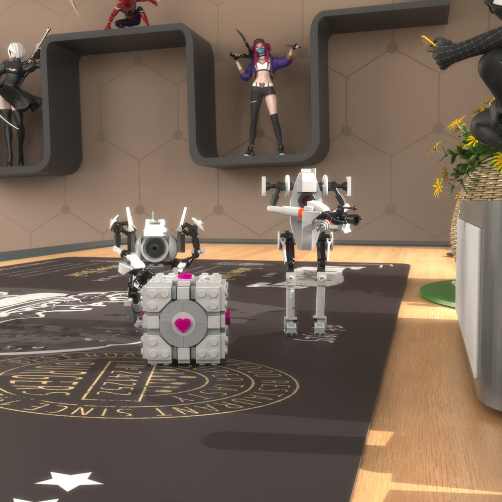 MOC Game Portal P-body and Atlas Magic Cube Robot