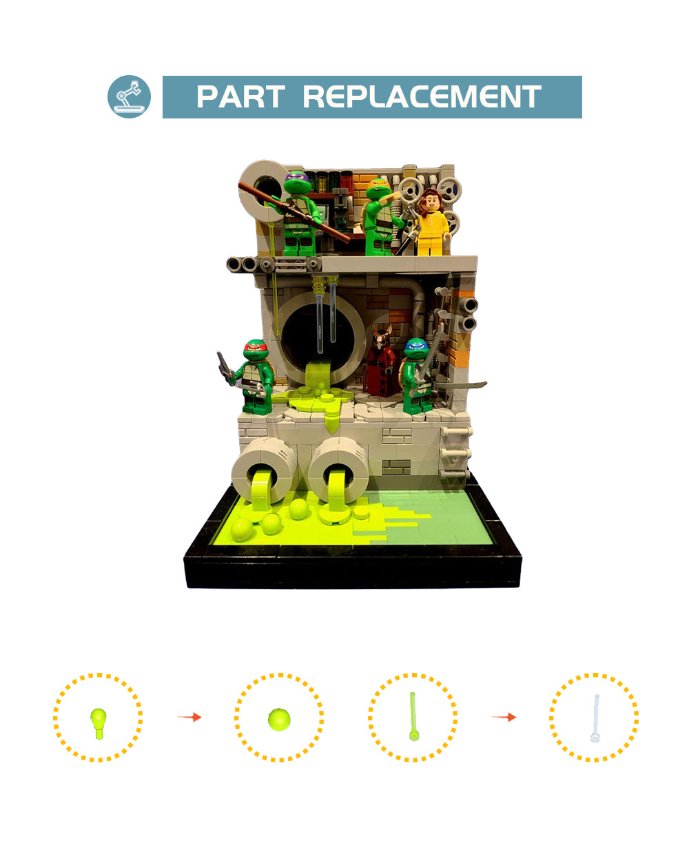 MOC-111005 TMNT Sewer Diorama MOC - Ninja Turtles building blocks series bricks set