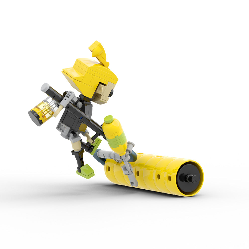 MOC Splatoon 3 Inklings yellow building blocks kit with compatible bricks