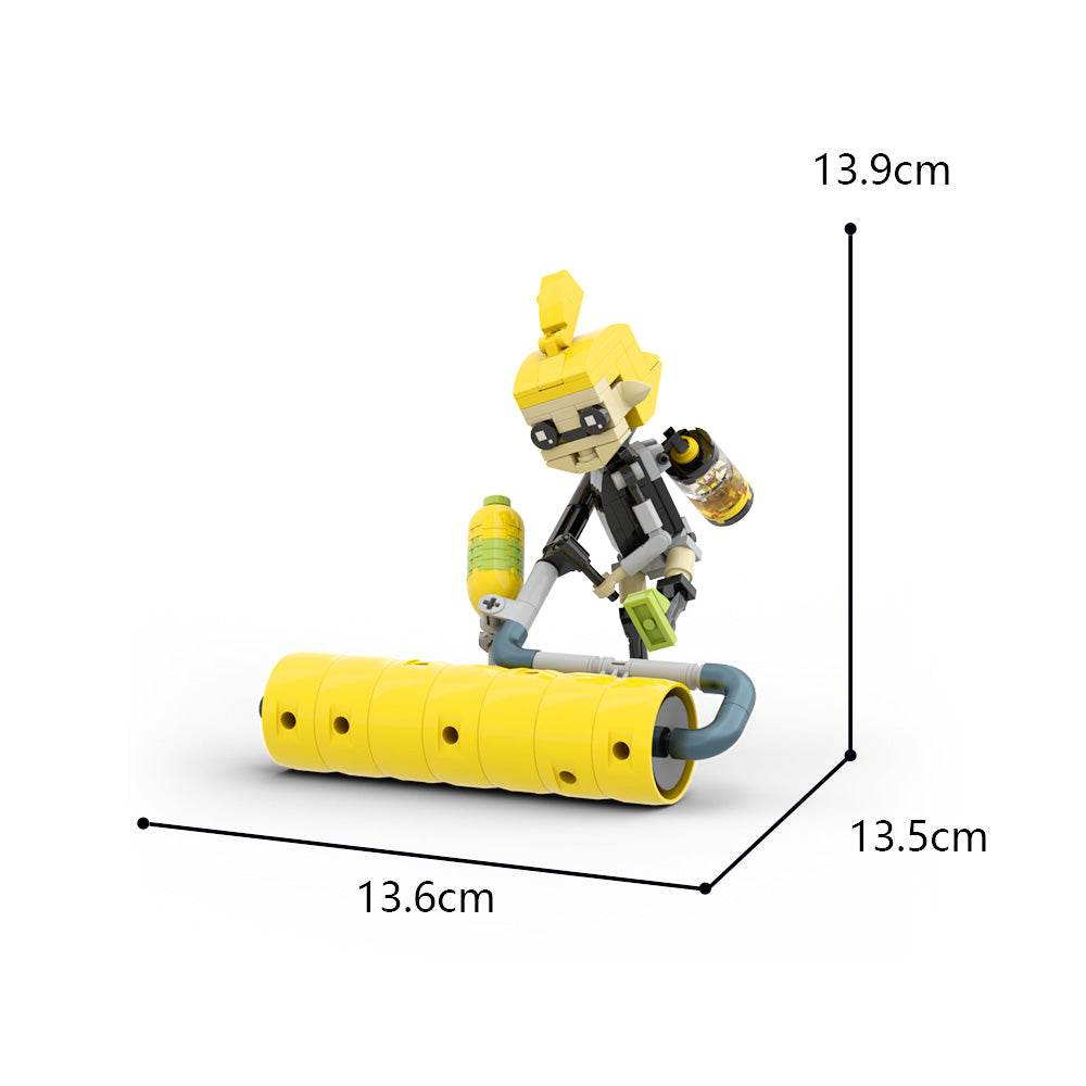 MOC Splatoon 3 Inklings yellow building blocks kit with compatible bricks