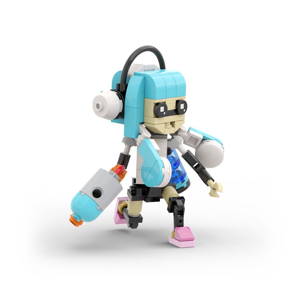 MOC Splatoon 3 Inklings blue building blocks kit with compatible bricks