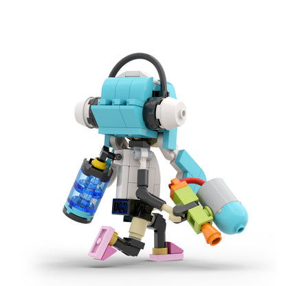 MOC Splatoon 3 Inklings blue building blocks kit with compatible bricks