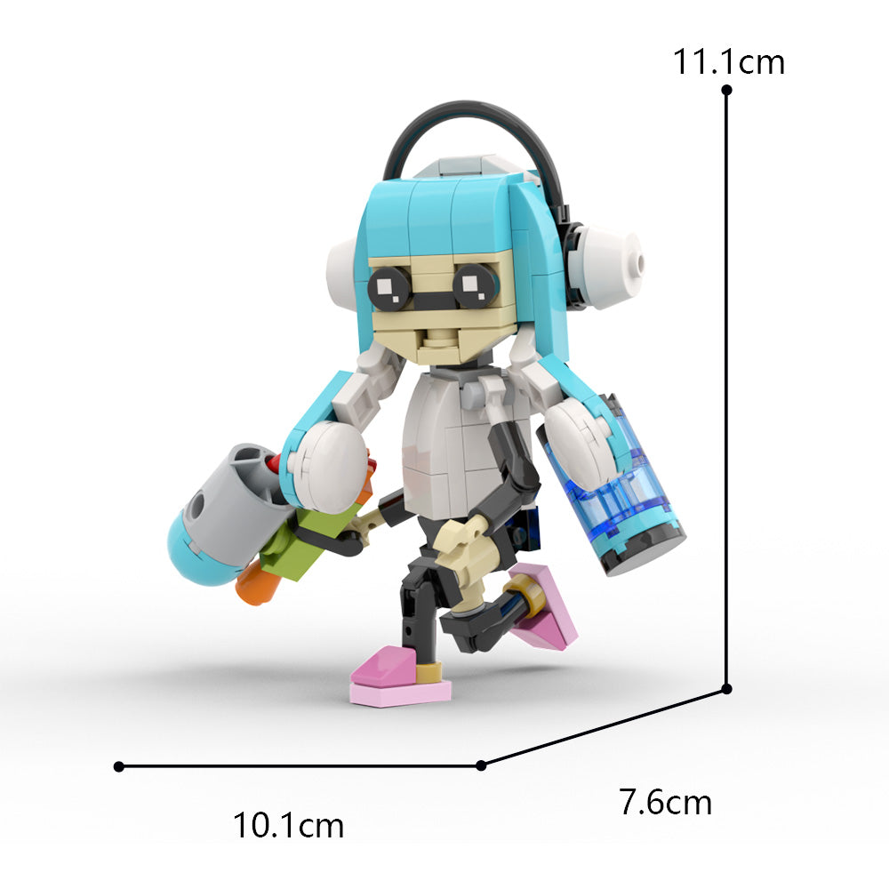 MOC Splatoon 3 Inklings blue building blocks kit with compatible bricks