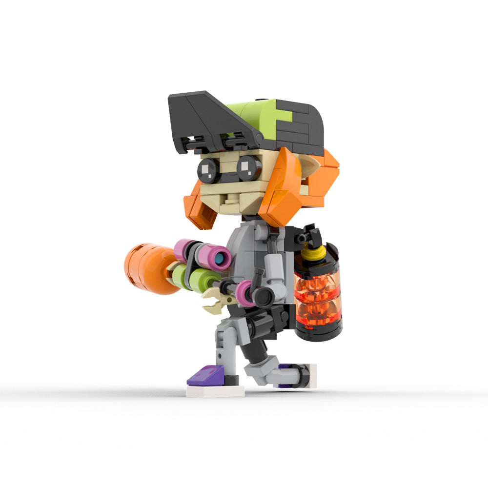 MOC Splatoon 3 Inklings orange building blocks kit with compatible bricks