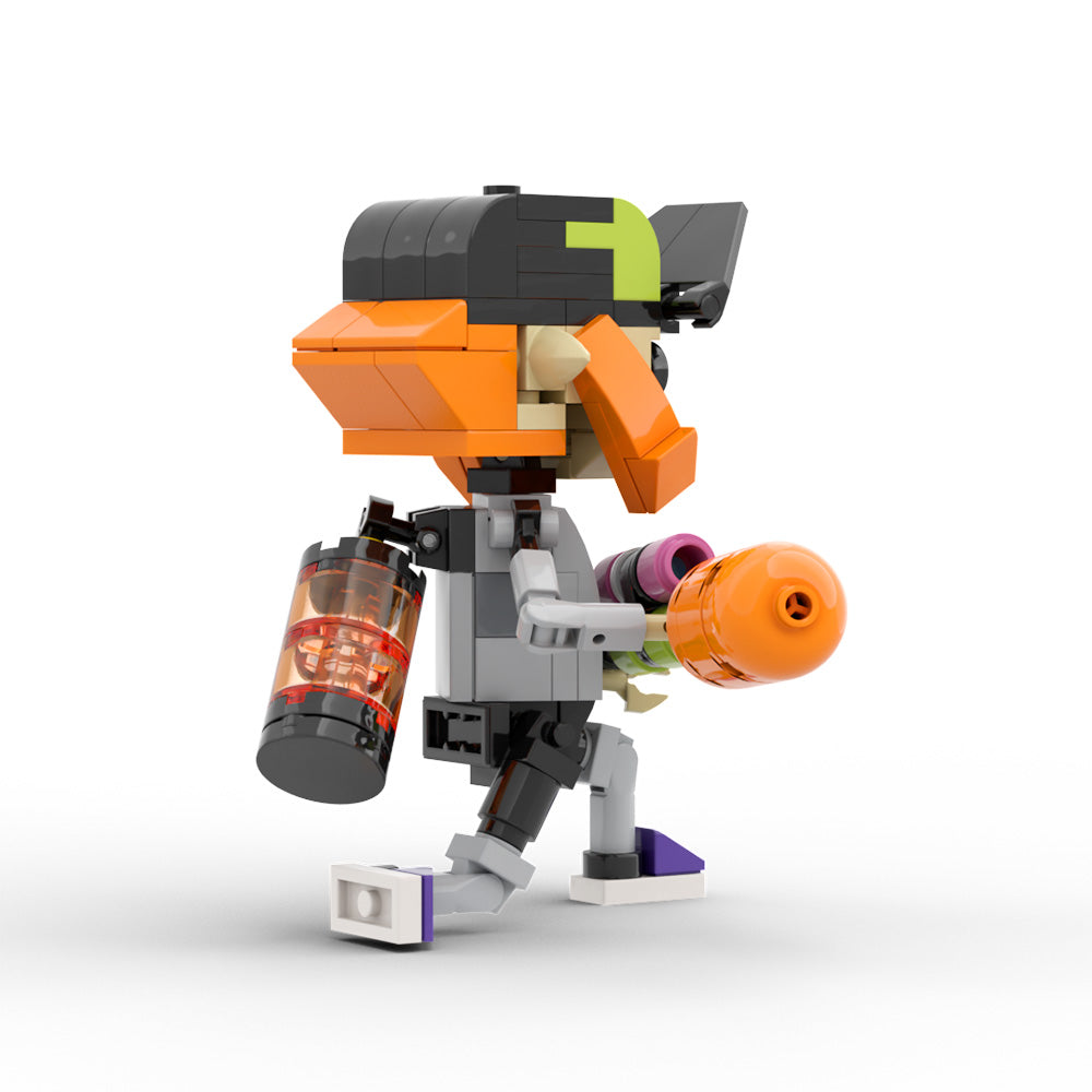 MOC Splatoon 3 Inklings orange building blocks kit with compatible bricks