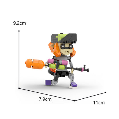 MOC Splatoon 3 Inklings orange building blocks kit with compatible bricks