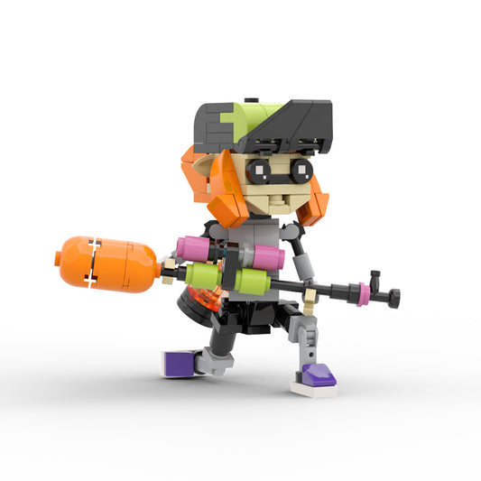 MOC Splatoon 3 Inklings orange building blocks kit with compatible bricks
