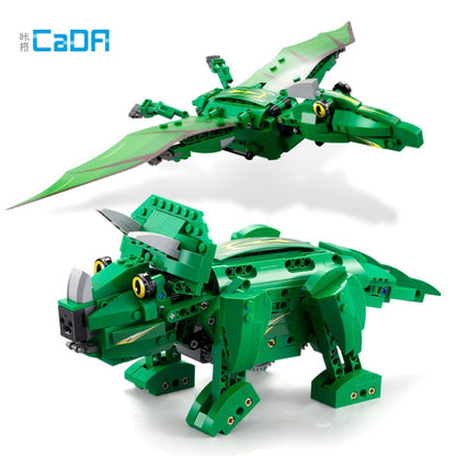 CADA C51039 530PCS Triceratops Pterosaur Two-Variable Shape Intelligent Sound And Light Sensor Building Block Toy From China