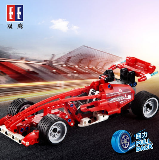 CADA C52016W Technics speed  red Formula racing car building block F1 bricks model pull back toys with shotting Bullet for kids gifts From China