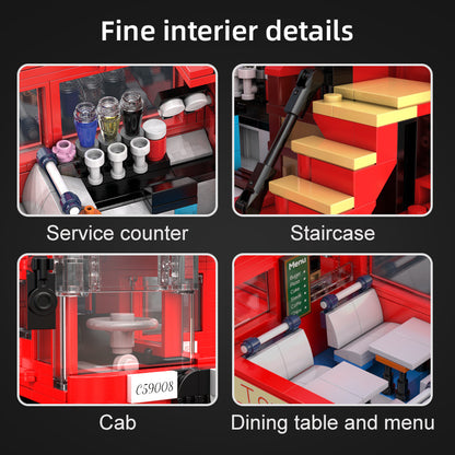 CADA C59008 Moc London Retro Tour Buses Building Blocks Static Version with USB Light 1770pcs Bricks Toys From China Delivery.