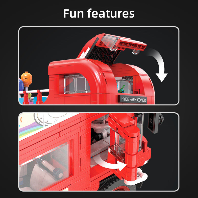 CADA C59008 Moc London Retro Tour Buses Building Blocks Static Version with USB Light 1770pcs Bricks Toys From China Delivery.