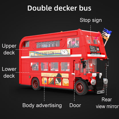 CADA C59008 Moc London Retro Tour Buses Building Blocks Static Version with USB Light 1770pcs Bricks Toys From China Delivery.