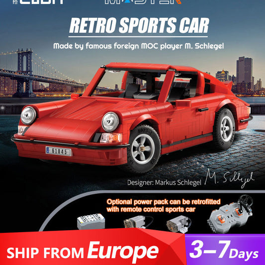 CADA C61045 MOC Retro Sports Car 911 Building Block 1429Pcs Brick Toys With Motor Ship From Europe 3-7 Delivery