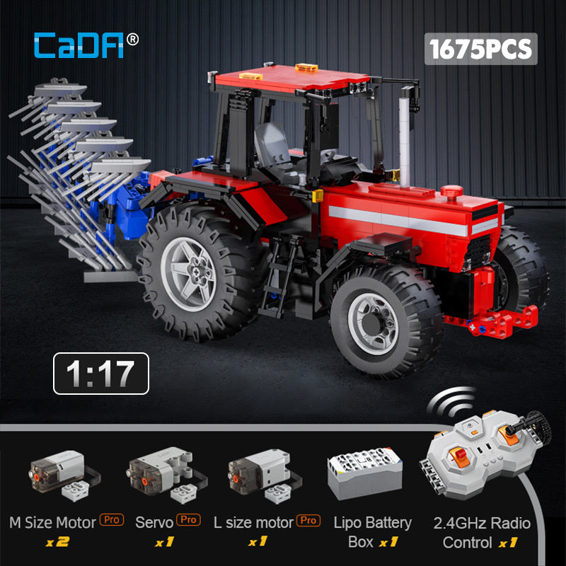 CADA C61052w MOC Technical Farm Tractor 1:17 Remote Control Model Building Blocks 1675pcs bricks ship from China
