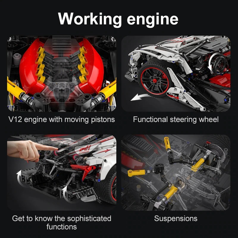 CADA C61053 Moc Technical 1:8 Gumpert Apollo IE Super Car Model Building Blocks With Motor 4449pcs bricks Ship From Europe 3-7 Days Delivery