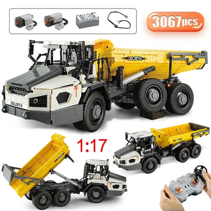 CADA C61054 Moc Technical 1:17 Articulated Dump Truck Car Model 3067pcs building blocks toys with Motor ship from China.