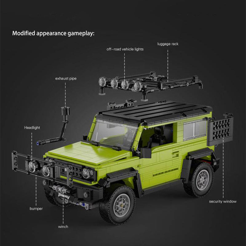 CADA C62001 Moc Technic Green "Suzuki" Jimmy Car Building Blocks with Motor 1803pcs 1:12 Bricks Toys Ship From China.