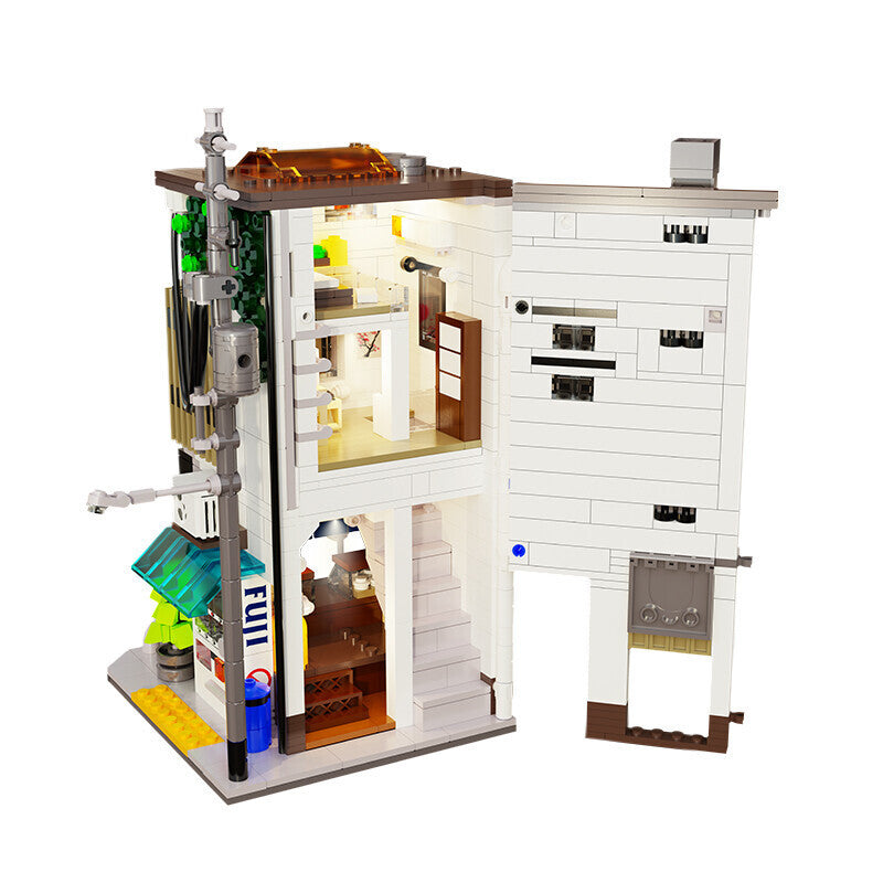 CADA C66006 Moc City Japanese steamed bun house building blocks 1108PCS Bricks City Street with USB Light ship from China.