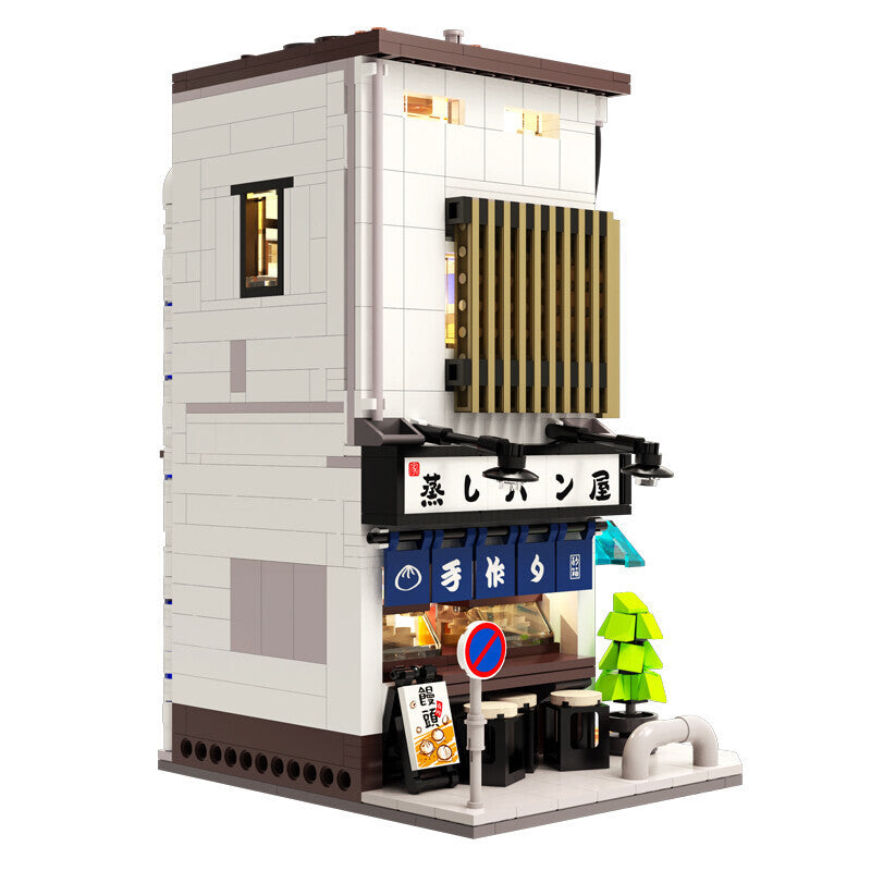 CADA C66006 Moc City Japanese steamed bun house building blocks 1108PCS Bricks City Street with USB Light ship from China.